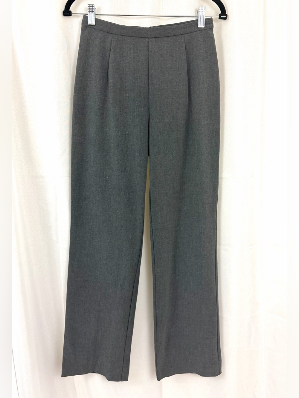 madison leigh petites Women's Straight Leg, Flat Front Medium Grey Dress Pant 4P
